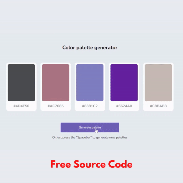 how to create a color palette generator using html, css and javascript.gif